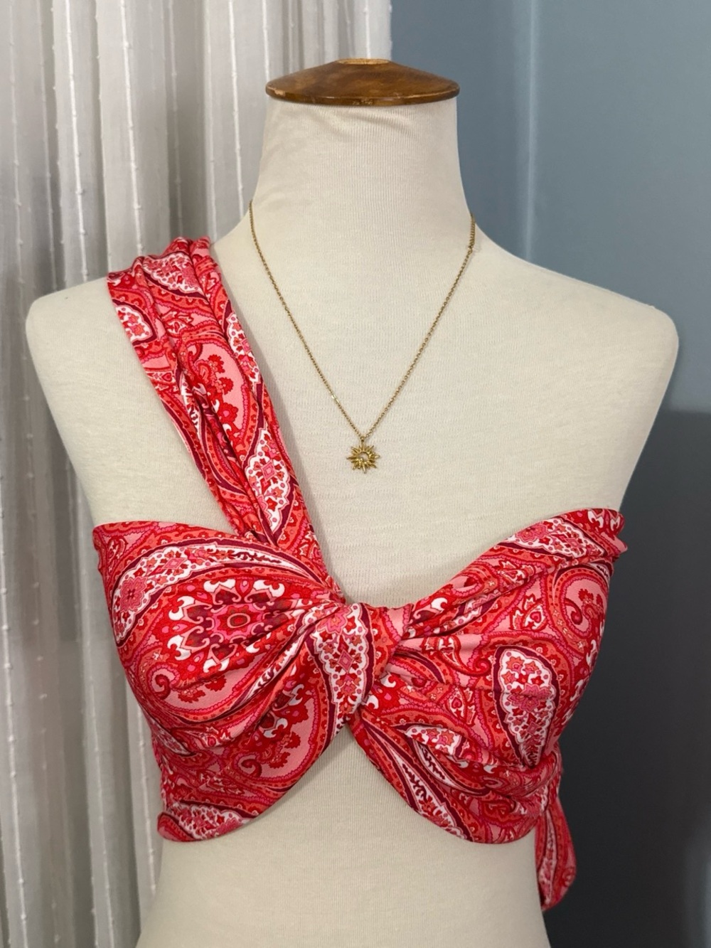 Princess Polly red & pink paisley multiway scarf top